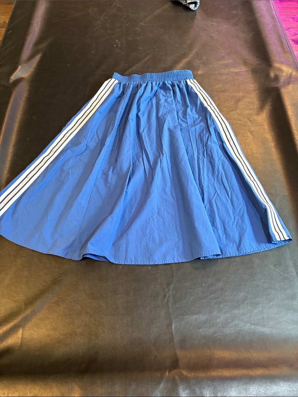 Anthropologie Blue Circle Skirt with White Side Stripes
